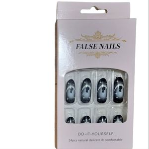 Halloween full cover false nails cat design